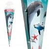 Zuckertüte 'Delfin mit Seesternen' mit Glitter 85cm 