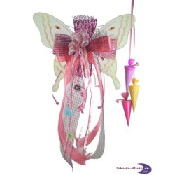 Schleife Textil mit Schmetterling gelb
