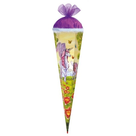 Zuckertüte "Unicorn" mit 3D, Glitter und Glitzerborte 85cm