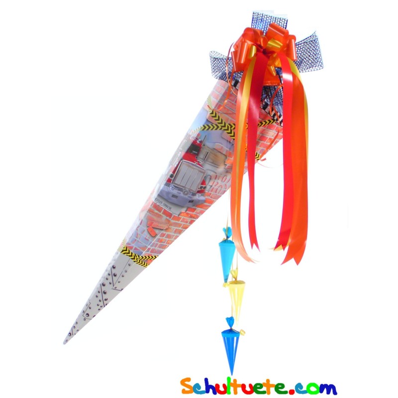 Zuckertüte "Trucks" 85cm, mit Zuckertütenschleife Zuckertüte "Trucks" 85cm, mit Zuckertütenschleife