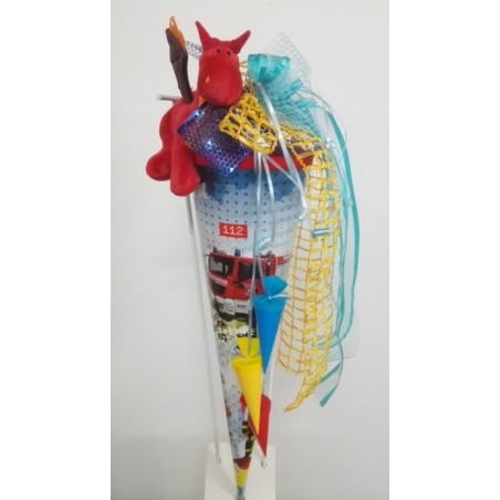 Zuckertüte "Feuerwehr" 70cm, mit Zuckertütenschleife, gefüllt Variante Plüsch