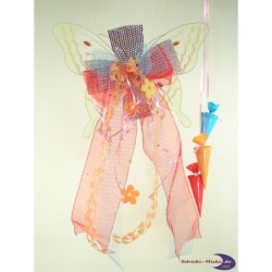 Schleife Textil mit Schmetterling gelb