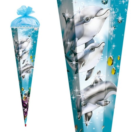 Zuckertüte "Delfin" mit Glitter und Steinen 85cm