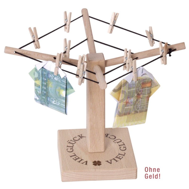 Geld-Wäschespinne, Holz Geld-Wäschespinne, Holz