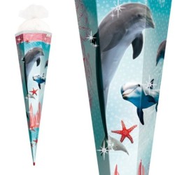 Zuckertüte "Delfin mit Seesternen" mit Glitter 85cm