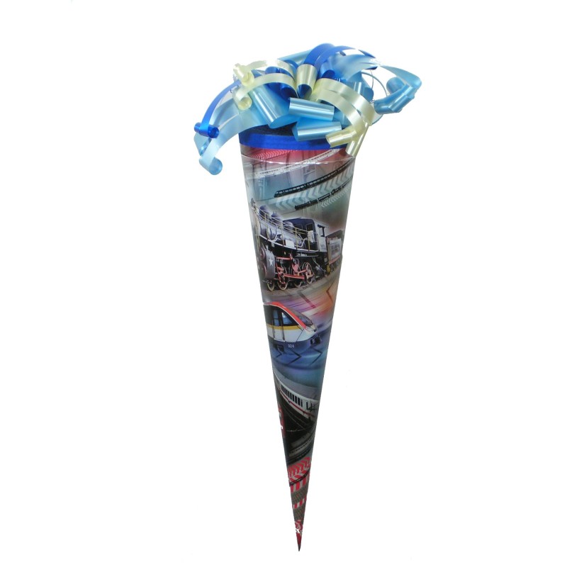 Zuckertüte "Eisenbahn" 50cm, mit Zuckertütenschleife Zuckertüte "Eisenbahn" 50cm, mit Zuckertütenschleife