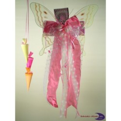 Schleife Textil mit Schmetterling gelb