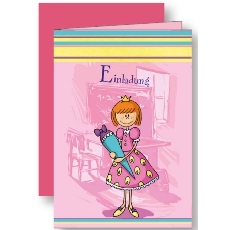 Einladungskarten, rosa "Schulbeginn"