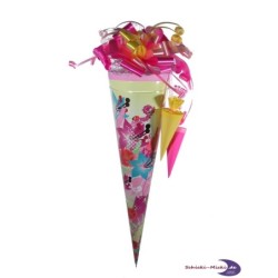Zuckertüte "Flowers" 50cm, mit Zuckertütenschleife und zwei kleinen Tüten